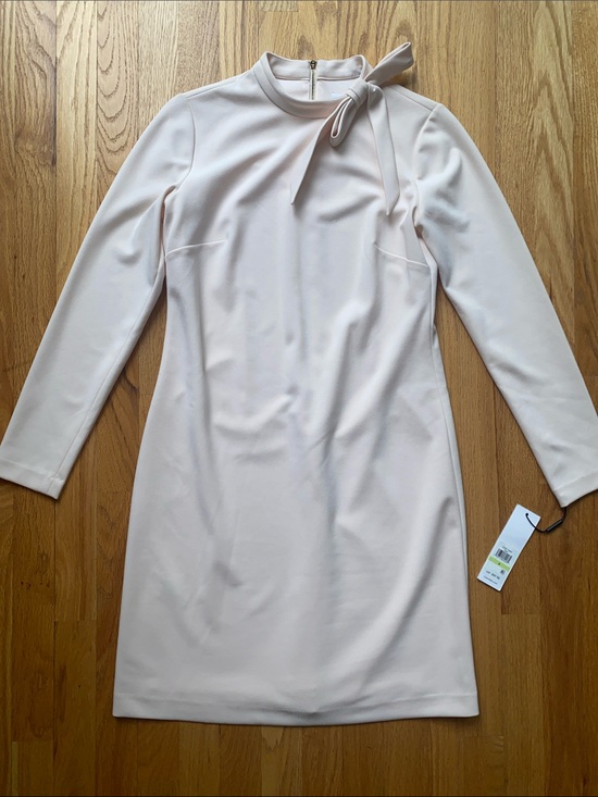 Calvin Klein Dresses & Skirts - Calvin Klein Blush Pink Long-Sleeve Tie-Neck Shift Dress